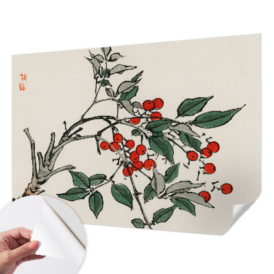 Self-adhesive photo wallpaper with a sprig of berries design