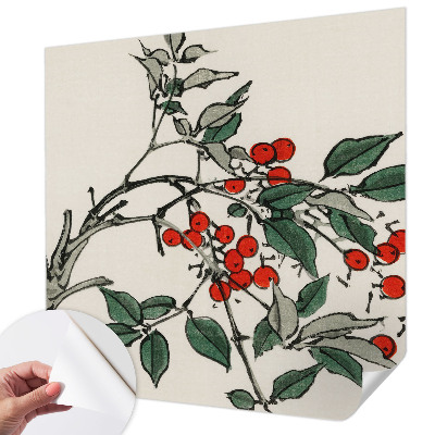 Self-adhesive photo wallpaper with a sprig of berries design