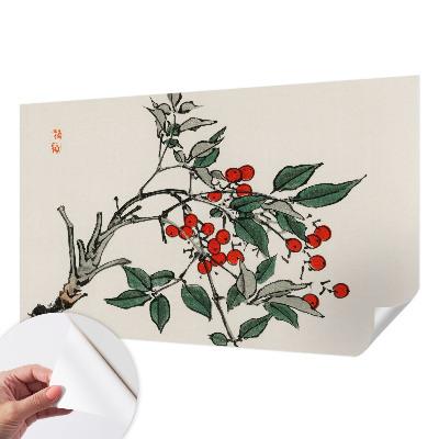 Self-adhesive photo wallpaper with a sprig of berries design