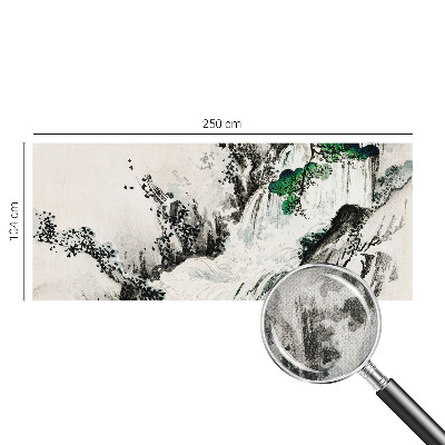 Removable wall mural wallpaper with a nature waterfall design