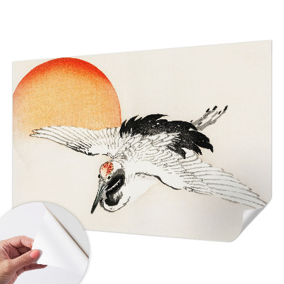 Nursery wall mural with an elegant crane design