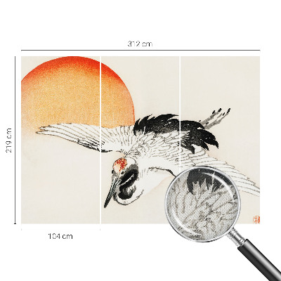 Nursery wall mural with an elegant crane design