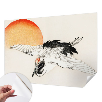Nursery wall mural with an elegant crane design
