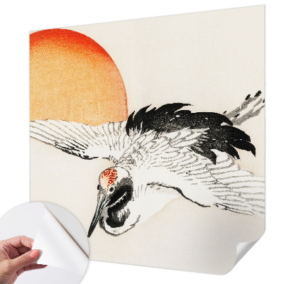 Nursery wall mural with an elegant crane design