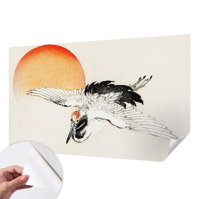 Nursery wall mural with an elegant crane design