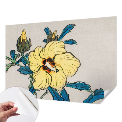 Peel and stick wall mural for living room with a yellow flower design