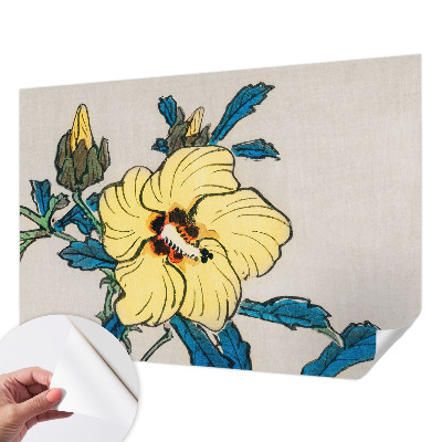 Peel and stick wall mural for living room Yellow flower