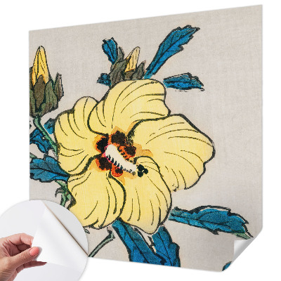 Peel and stick wall mural for living room Yellow flower