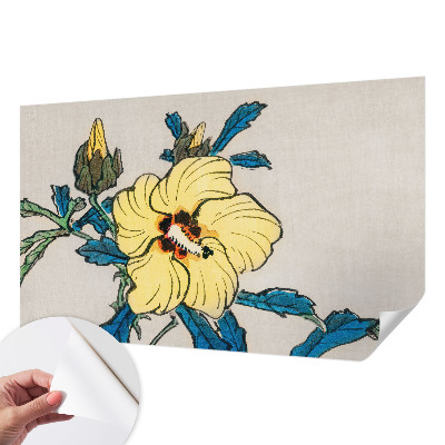 Peel and stick wall mural for living room Yellow flower