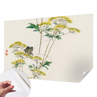 Peel and stick wall mural for bedroom with a floral nature design