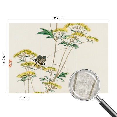 Peel and stick wall mural for bedroom with a floral nature design