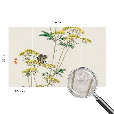 Peel and stick wall mural for bedroom with a floral nature design