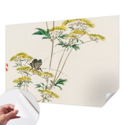 Peel and stick wall mural for bedroom with a floral nature design