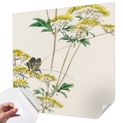 Peel and stick wall mural for bedroom with a floral nature design