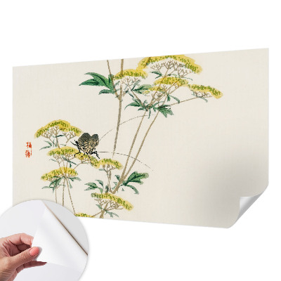 Peel and stick wall mural for bedroom with a floral nature design