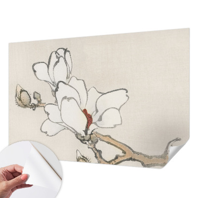 Peel and stick wall mural for kids' room with a delicate magnolia pattern