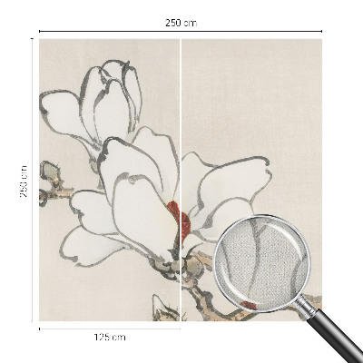 Peel and stick wall mural for kids' room with a delicate magnolia pattern