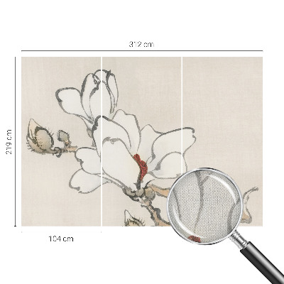 Peel and stick wall mural for kids' room with a delicate magnolia pattern