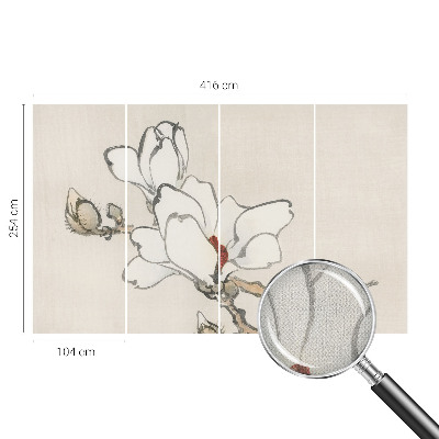 Peel and stick wall mural for kids' room with a delicate magnolia pattern