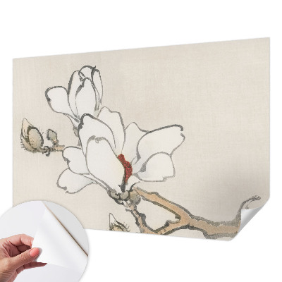 Peel and stick wall mural for kids' room with a delicate magnolia pattern