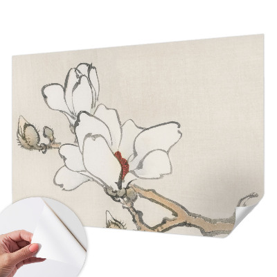 Peel and stick wall mural for kids' room with a delicate magnolia pattern
