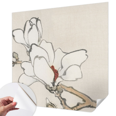 Peel and stick wall mural for kids' room with a delicate magnolia pattern