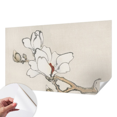 Peel and stick wall mural for kids' room with a delicate magnolia pattern