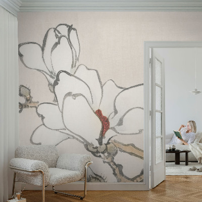 Peel and stick wall mural for kids' room with a delicate magnolia pattern