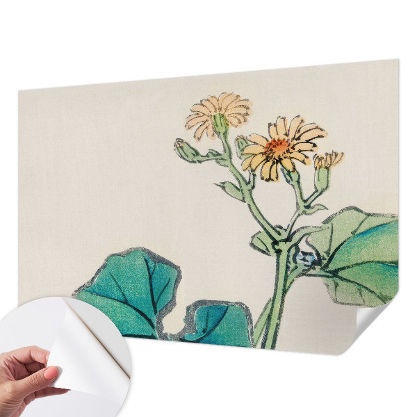 3D wall mural with a floral design featuring flowers and leaves