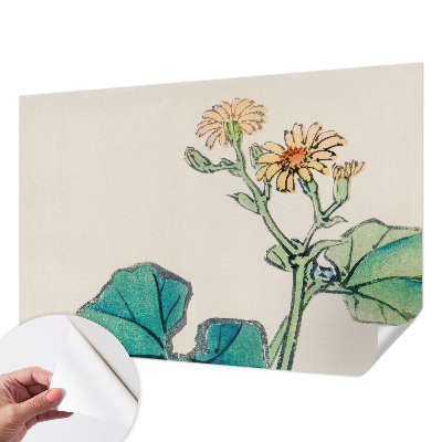 3D wall mural with a floral design featuring flowers and leaves