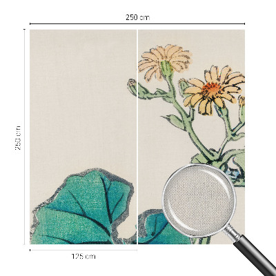 3D wall mural with a floral design featuring flowers and leaves