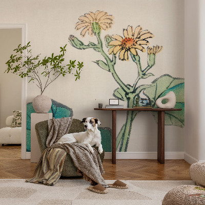 3D wall mural Flower and leaves