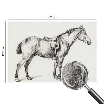 Nursery wall mural with a sketched horse illustration