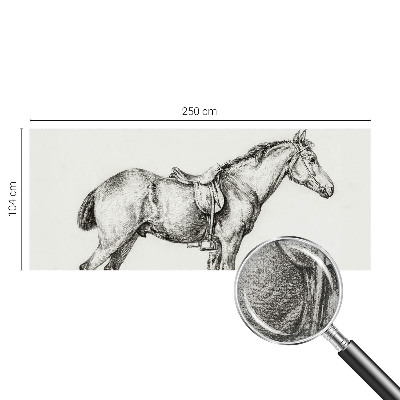 Nursery wall mural with a sketched horse illustration
