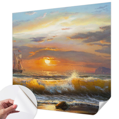 Baby room wall mural with a sea panorama