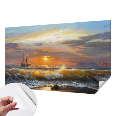 Baby room wall mural with a sea panorama