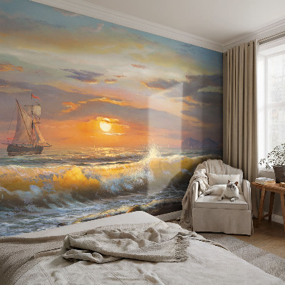 Baby room wall mural with a sea panorama