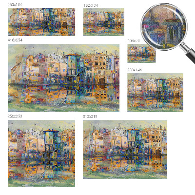 Peel and stick wall mural with a magical city illustration