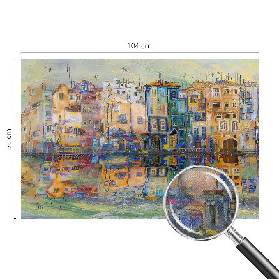Peel and stick wall mural with a magical city illustration