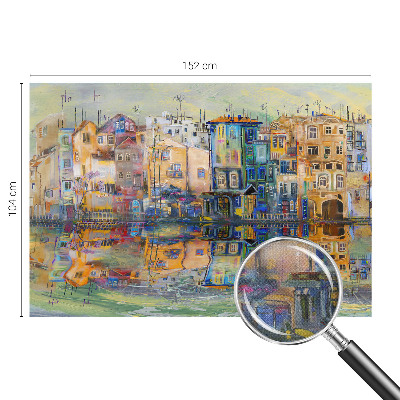 Peel and stick wall mural with a magical city illustration