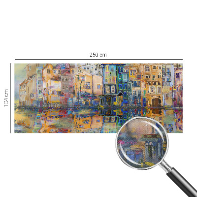 Peel and stick wall mural with a magical city illustration