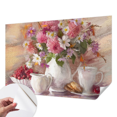Peel and stick wallpaper mural with a wildflower pattern