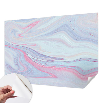 Stick-on wall mural with a pastel swirl design
