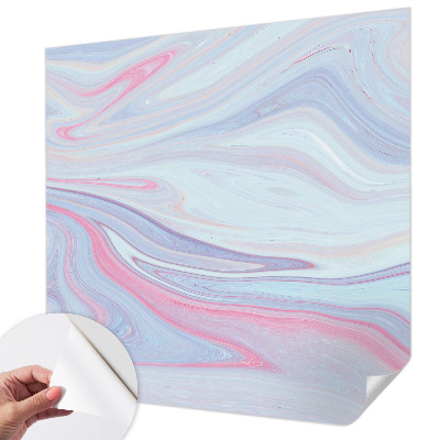 Stick-on wall mural with a pastel swirl design