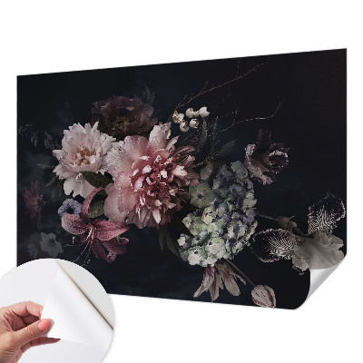 Removable wall mural wallpaper with a floral arrangement design