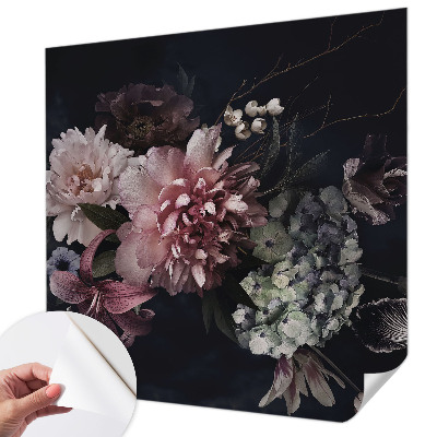 Removable wall mural wallpaper with a floral arrangement design