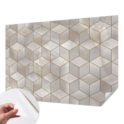 Children's wall mural with a geometric mosaic design