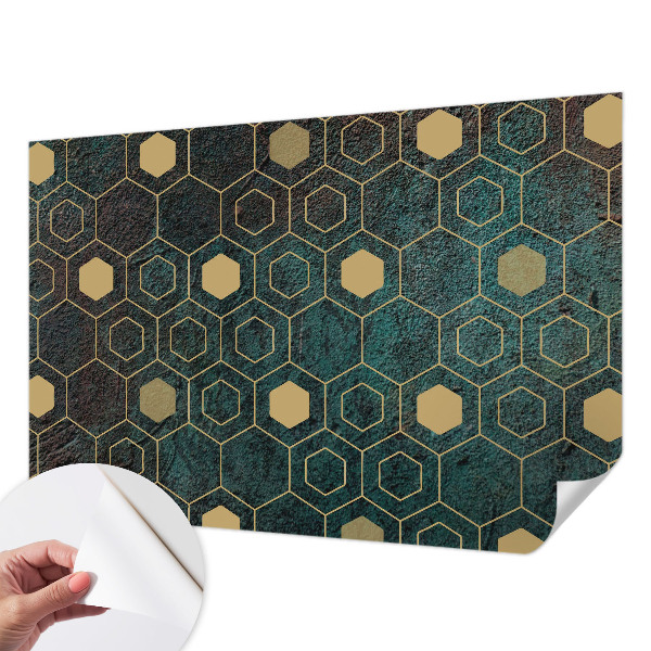 Peel and stick wall mural with a geometric hexagon pattern
