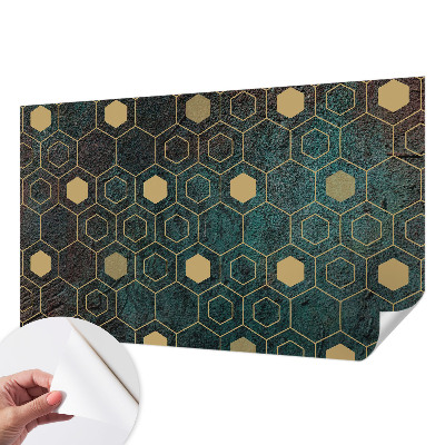 Peel and stick wall mural with a geometric hexagon pattern