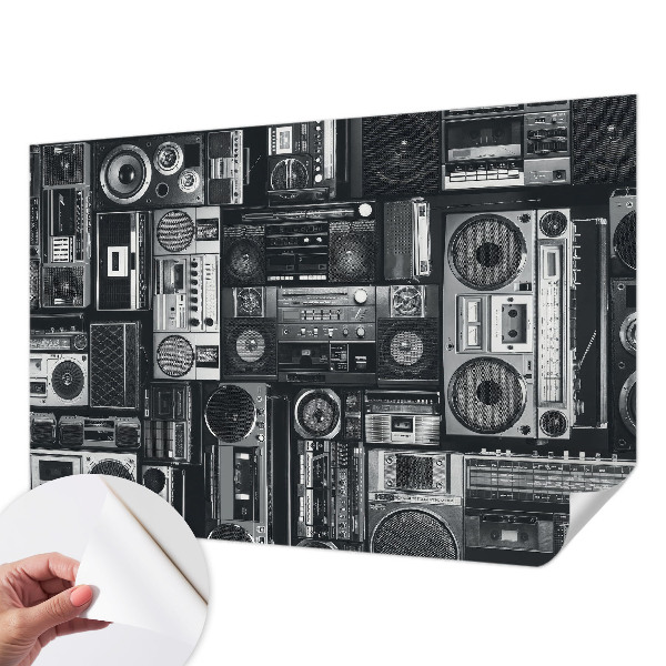 Self-adhesive photo wallpaper with a retro radio motif